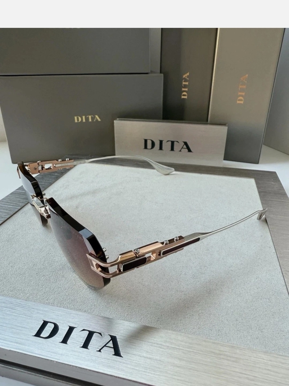 DITA Women's Rimless Gradient Brown Sunglasses - Picture 6 of 9